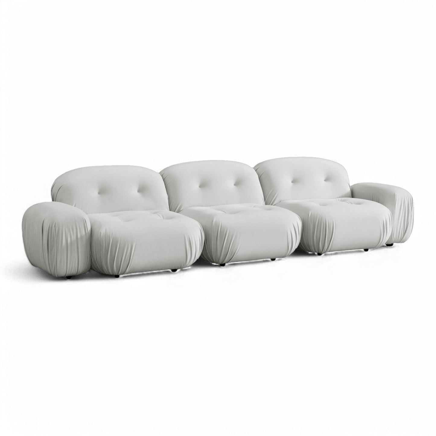 Divano componibile Rune in velluto bianco sporco