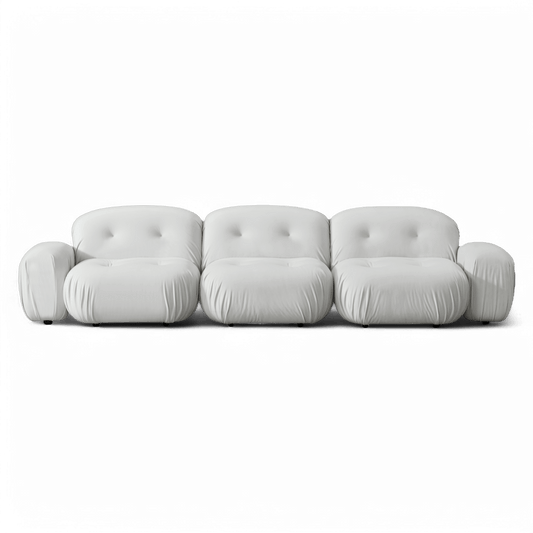 Divano componibile Rune in velluto bianco sporco