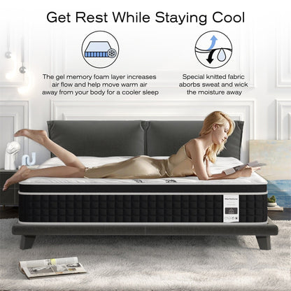 Materasso in schiuma memory foam con gel ibrido da 30 cm (12 pollici) in confezione.