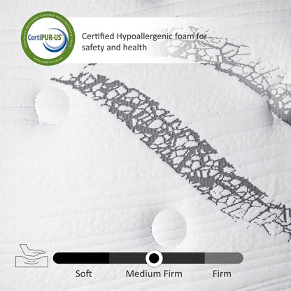Materasso in schiuma memory foam con gel ibrido da 30 cm (12 pollici) in confezione.