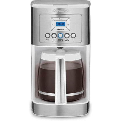 Macchina per caffè Perfectemp da 14 tazze con brocca di vetro, programmabile, controllo della forza del caffè, impostazione da 1 a 4 tazze, bianca.