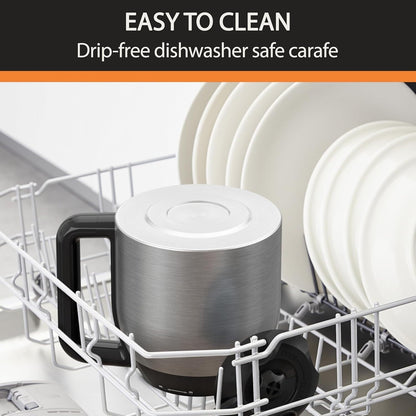 Macchina per caffè programmabile da 14 tazze, brocca in acciaio inossidabile, 3 intensità di infusione, timer da 24 ore, mantenimento in caldo per 4 ore.