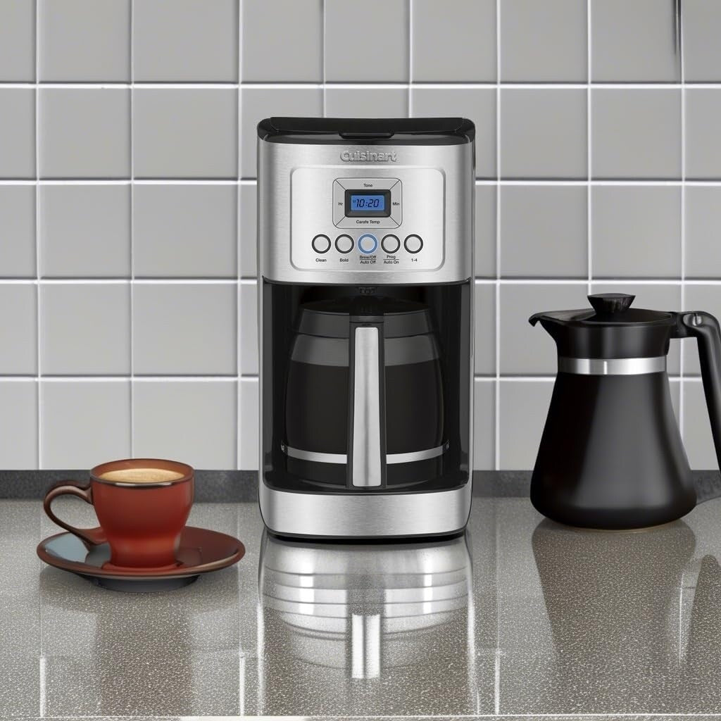 Macchina per caffè in acciaio inossidabile da 14 tazze, brocca in vetro, completamente automatica, controllo della forza del caffè.