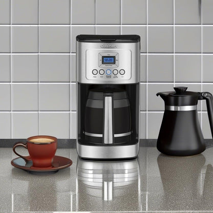 Macchina per caffè in acciaio inossidabile da 14 tazze, brocca in vetro, completamente automatica, controllo della forza del caffè.