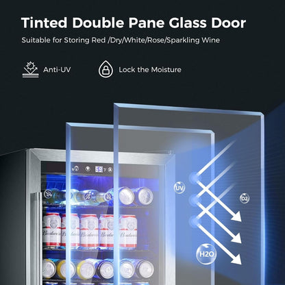 Frigorifero per bevande da 145 lattine, mini frigo da 4,4 piedi cubi con porta in vetro per bibite, birra, vino – parte anteriore trasparente per casa, ufficio o bar