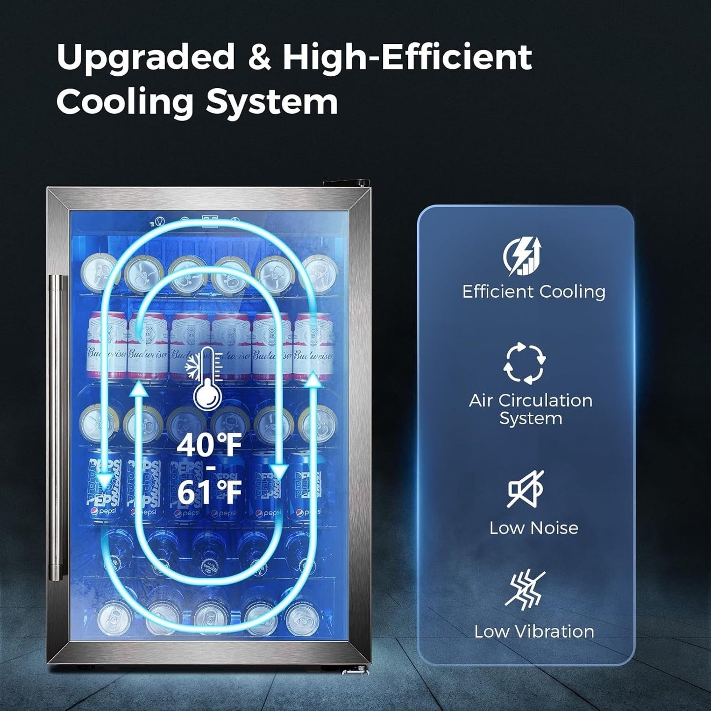Frigorifero per bevande da 145 lattine, mini frigo da 4,4 piedi cubi con porta in vetro per bibite, birra, vino – parte anteriore trasparente per casa, ufficio o bar