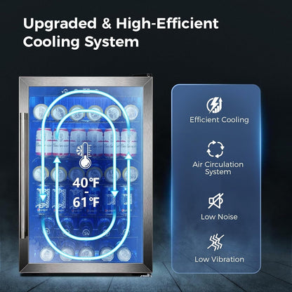 Frigorifero per bevande da 145 lattine, mini frigo da 4,4 piedi cubi con porta in vetro per bibite, birra, vino – parte anteriore trasparente per casa, ufficio o bar