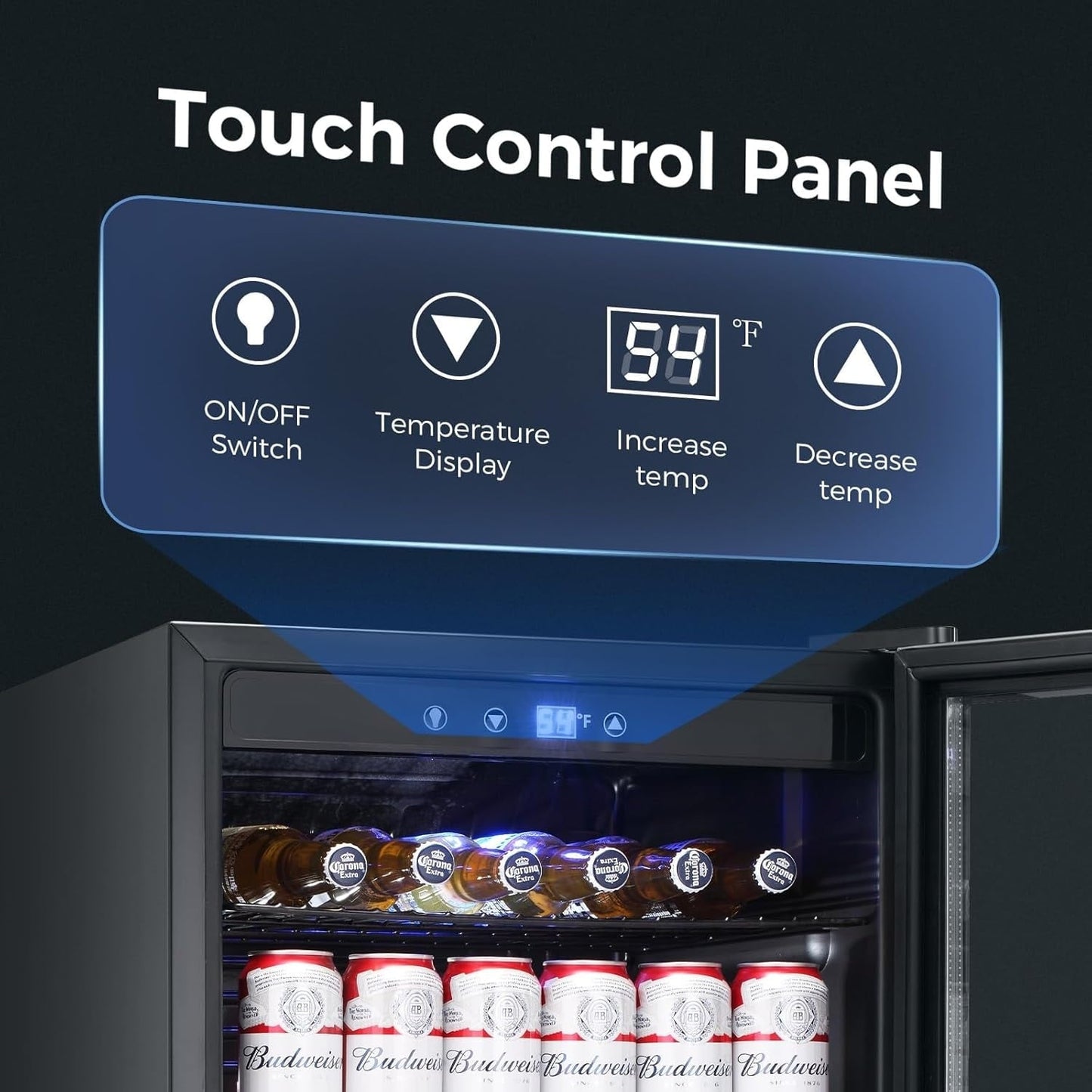 Frigorifero per bevande da 145 lattine, mini frigo da 4,4 piedi cubi con porta in vetro per bibite, birra, vino – parte anteriore trasparente per casa, ufficio o bar