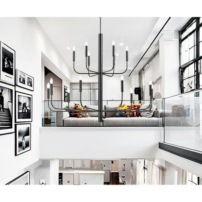 Lampadario a candeliere minimalista a 15 luci, design antico a 2 livelli - 48