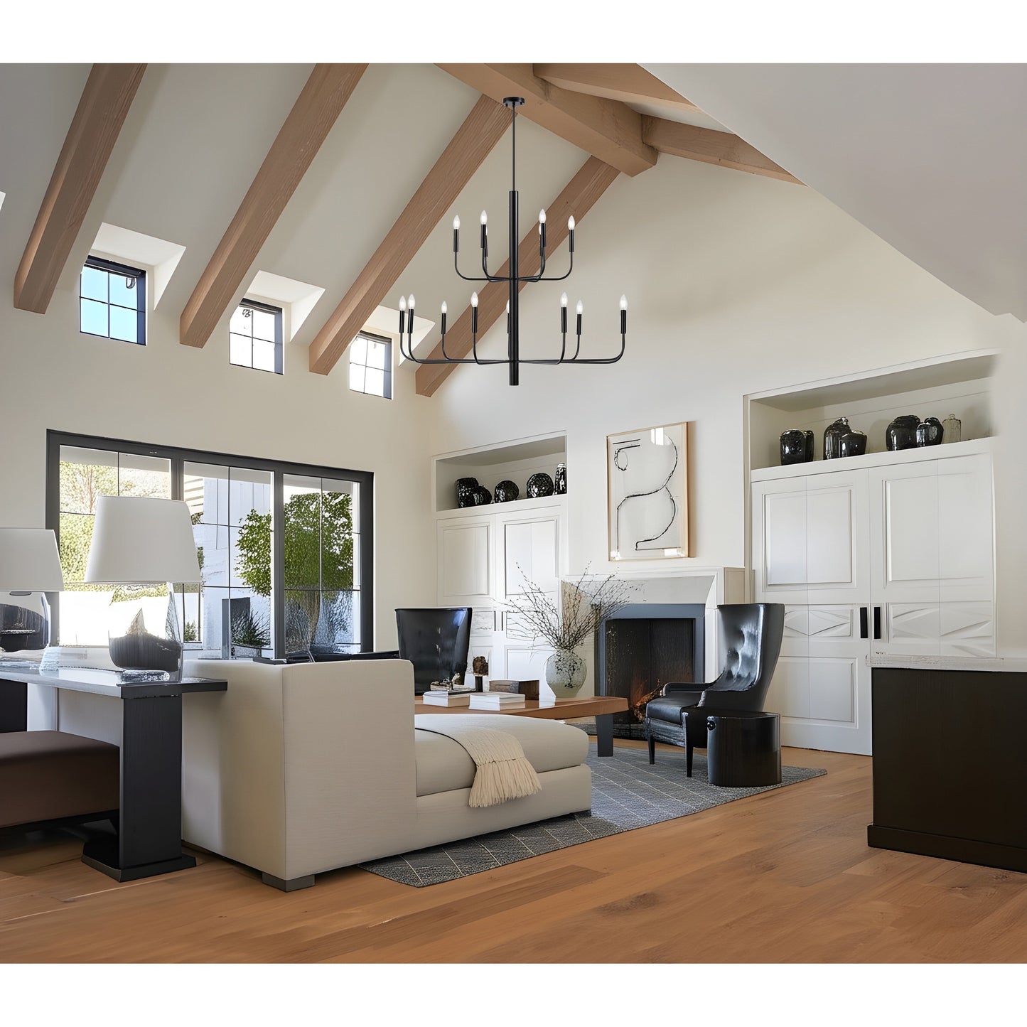 Lampadario a candeliere minimalista a 15 luci, design antico a 2 livelli - 48