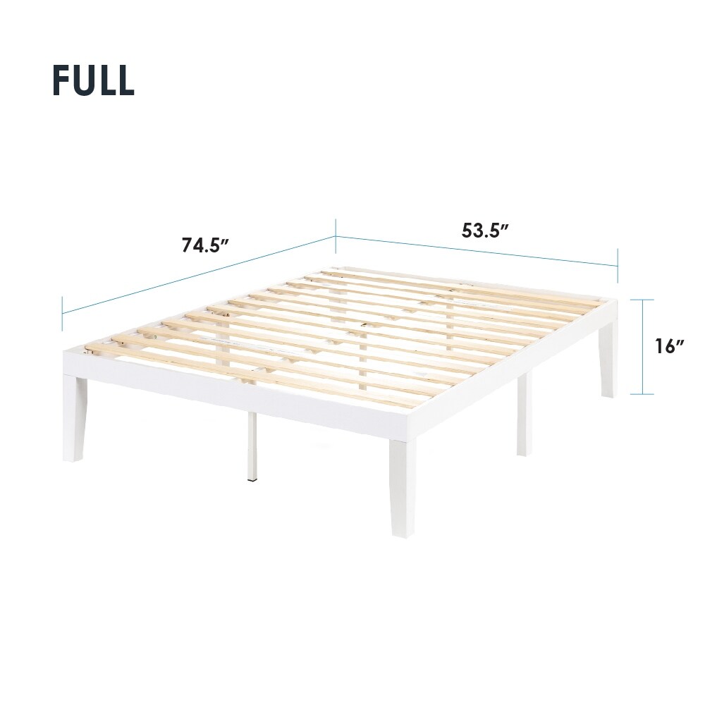 Struttura letto a piattaforma in legno massello da 16 pollici, disponibile in diverse finiture.
