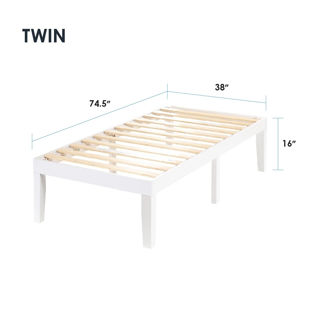 Struttura letto a piattaforma in legno massello da 16 pollici, disponibile in diverse finiture.