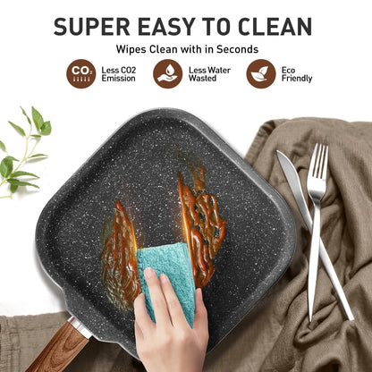 Set di pentolame da cucina in granito da 17 pezzi, set di pentole e padelle antiaderenti.