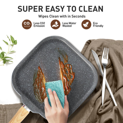 Set di pentolame da cucina in granito da 17 pezzi, set di pentole e padelle antiaderenti.