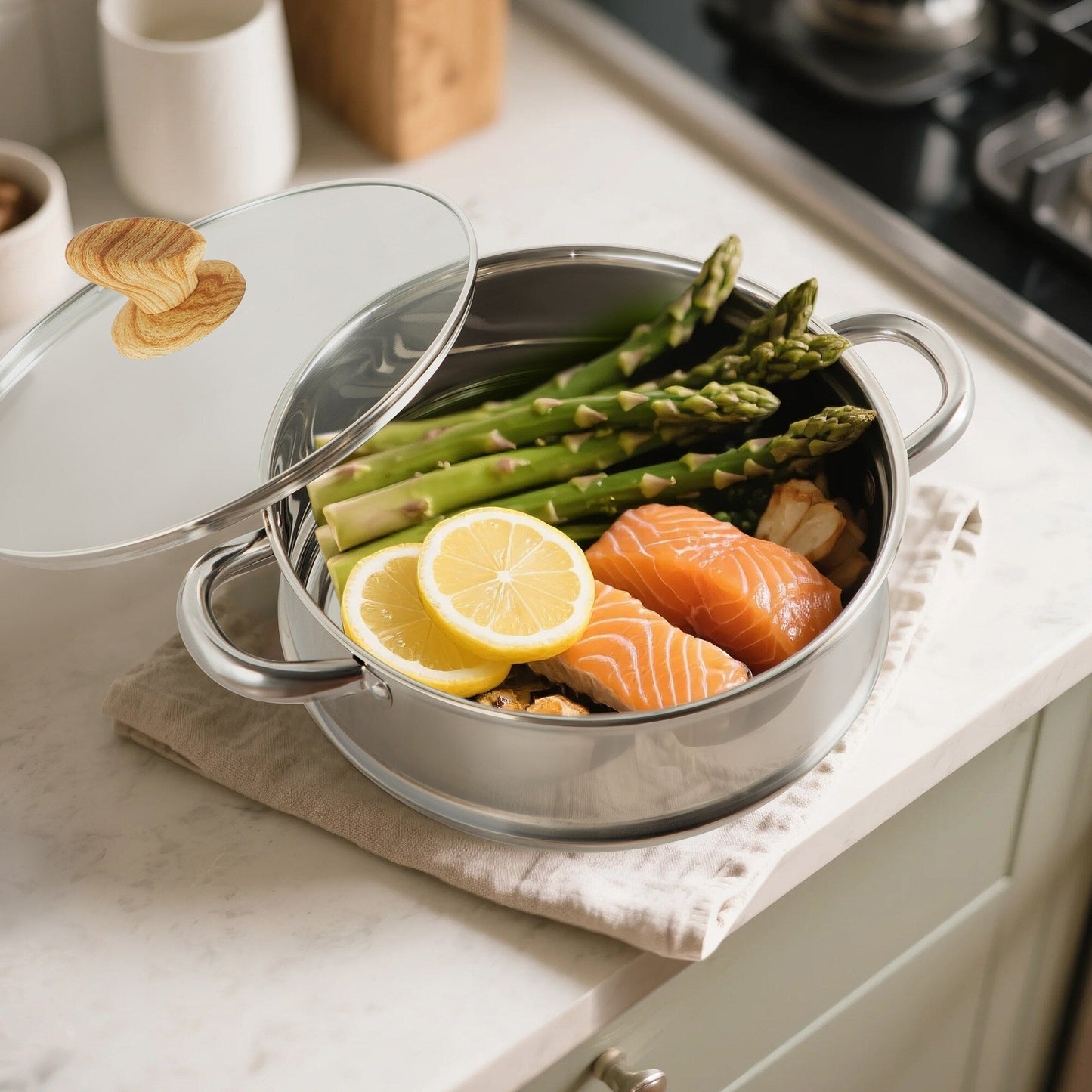 Set di pentolame da cucina in granito da 17 pezzi, set di pentole e padelle antiaderenti.