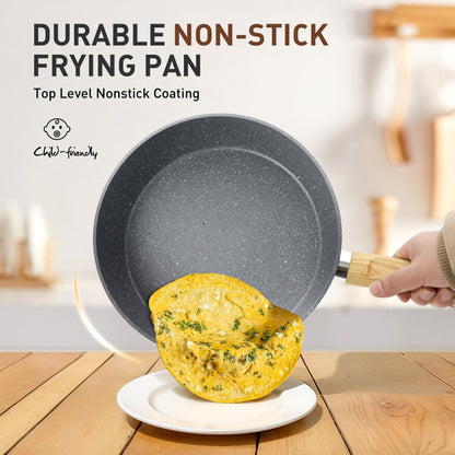 Set di pentolame da cucina in granito da 17 pezzi, set di pentole e padelle antiaderenti.