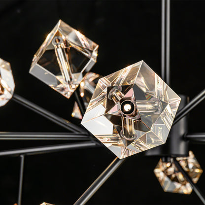 Lampadario a LED lineare a goccia di cristallo Sputnik, stile moderno e lussuoso, con 18 luci, ideale per sala da pranzo/soggiorno.