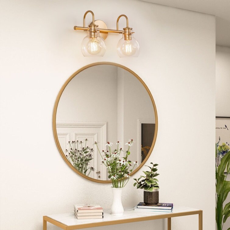 Lampada da parete per specchio del bagno a 2/3 luci con paralume in vetro