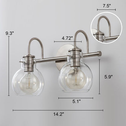 Lampada da parete per specchio del bagno a 2/3 luci con paralume in vetro