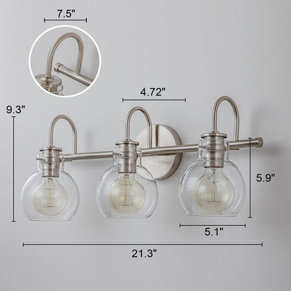 Lampada da parete per specchio del bagno a 2/3 luci con paralume in vetro