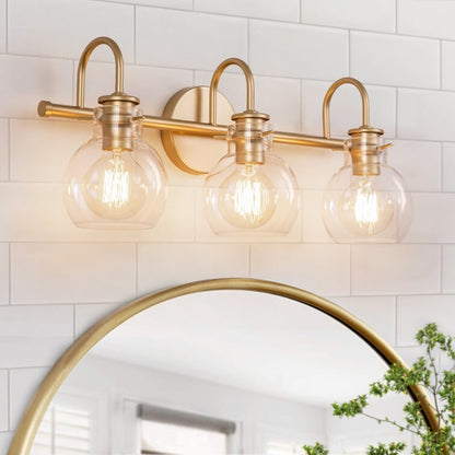 Lampada da parete per specchio del bagno a 2/3 luci con paralume in vetro