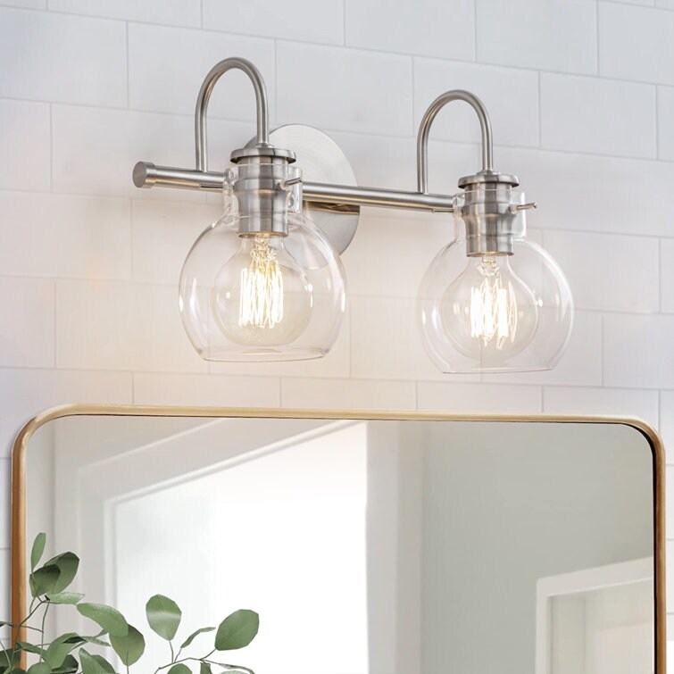 Lampada da parete per specchio del bagno a 2/3 luci con paralume in vetro