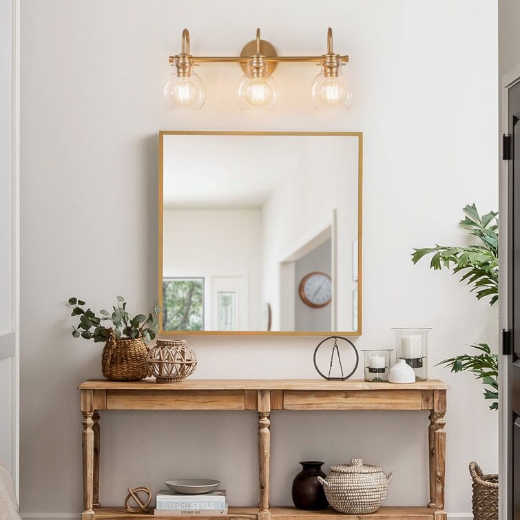 Lampada da parete per specchio del bagno a 2/3 luci con paralume in vetro