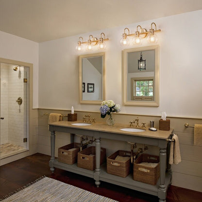 Lampada da parete per specchio del bagno a 2/3 luci con paralume in vetro