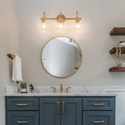 Lampada da parete per specchio del bagno a 2/3 luci con paralume in vetro