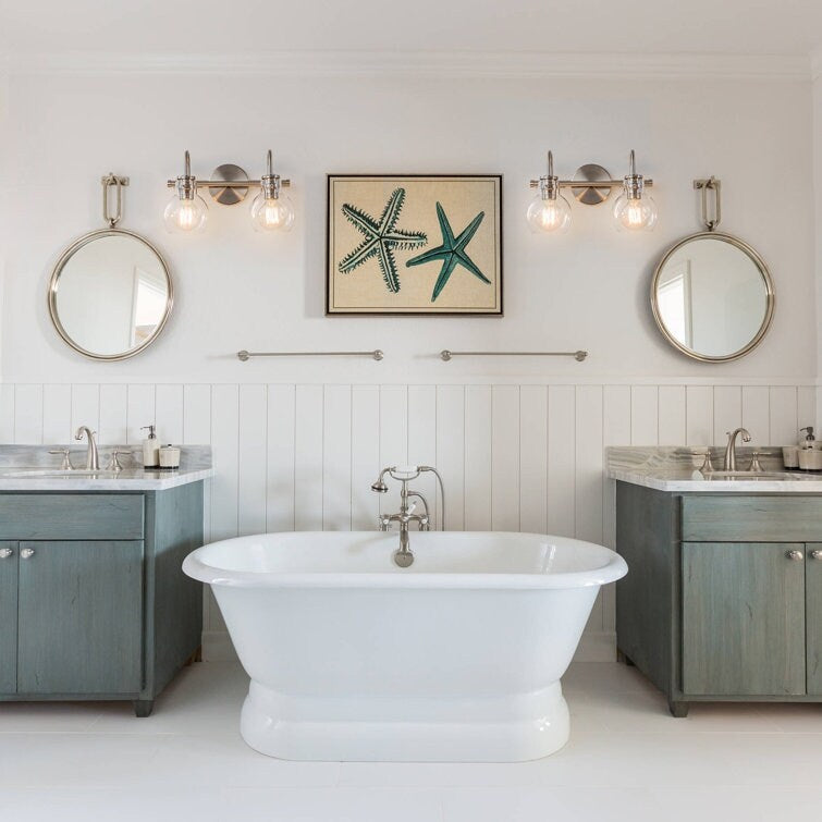 Lampada da parete per specchio del bagno a 2/3 luci con paralume in vetro