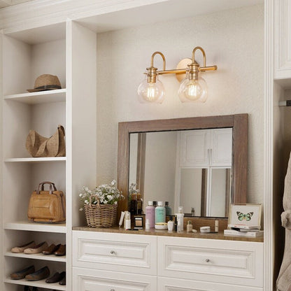 Lampada da parete per specchio del bagno a 2/3 luci con paralume in vetro