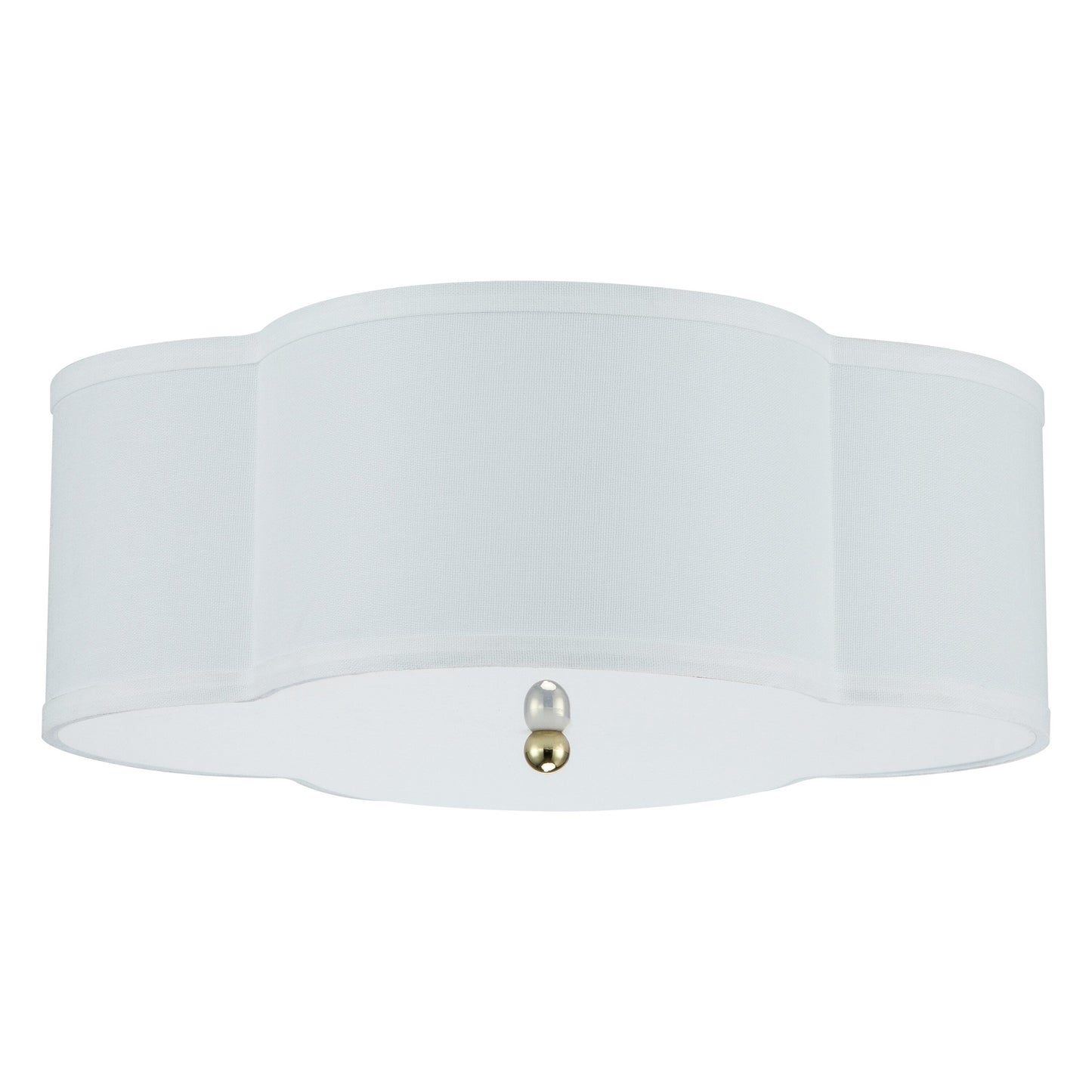 Lampada a soffitto a 2 luci con diffusore in acrilico e rivestimento in lino bianco.
