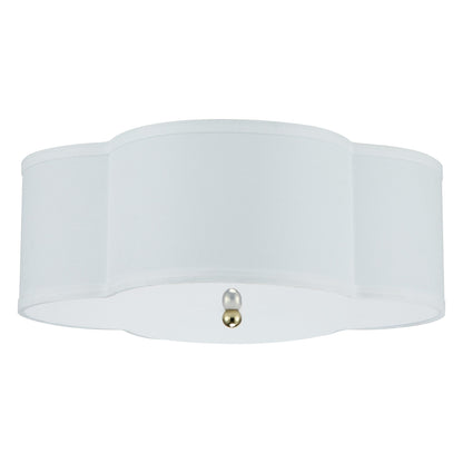 Lampada a soffitto a 2 luci con diffusore in acrilico e rivestimento in lino bianco.
