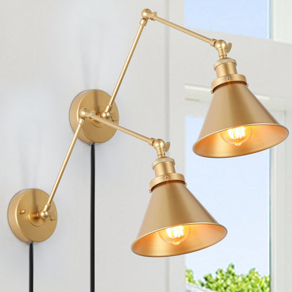 2 Set di Lampade a Braccio Oscillante Moderne, Regolabili, a Spina o a Cablaggio Fisso, per Parete