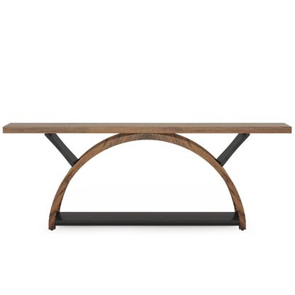 Tavolo da salotto a 2 ripiani, lungo e stretto, con struttura semicircolare, per ingresso, tavolini decorativi per corridoio, colore grigio.