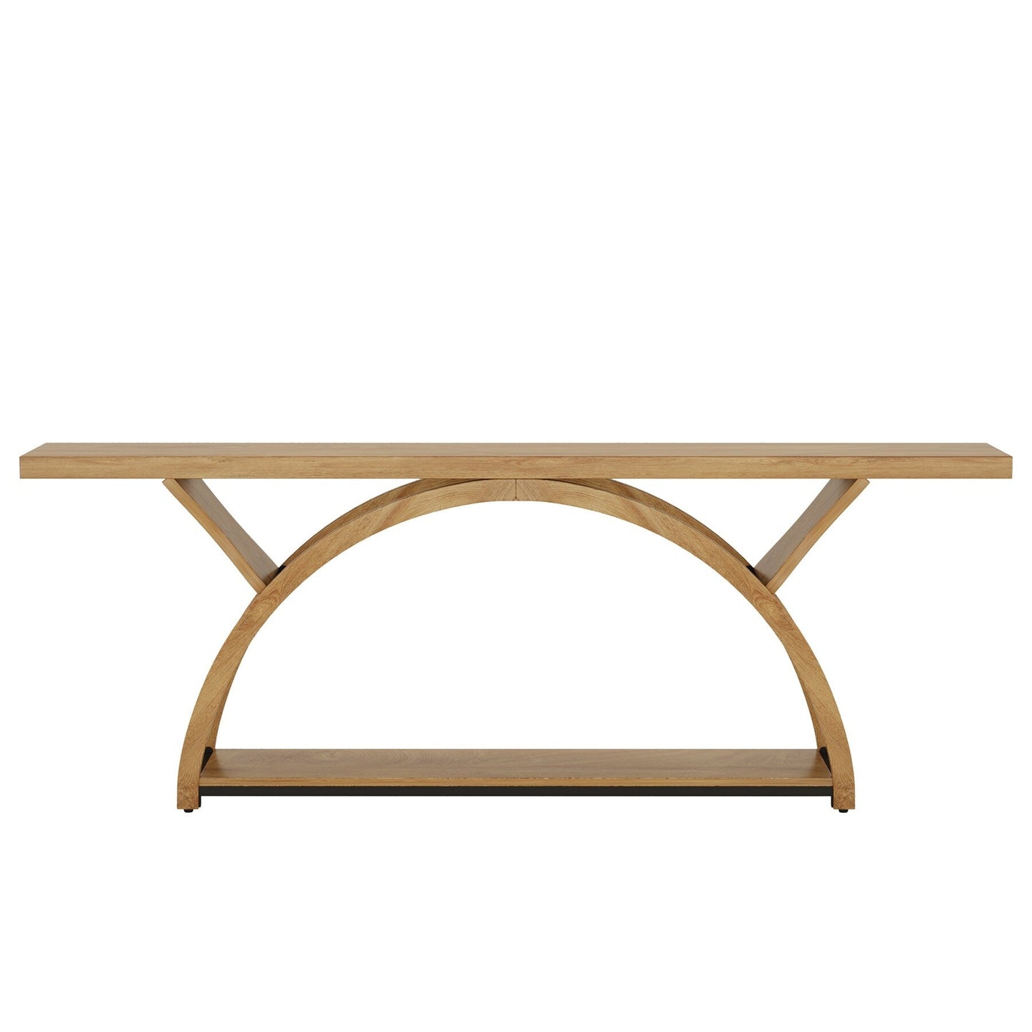 Tavolo da salotto a 2 ripiani, lungo e stretto, con struttura semicircolare, per ingresso, tavolini decorativi per corridoio, colore grigio.