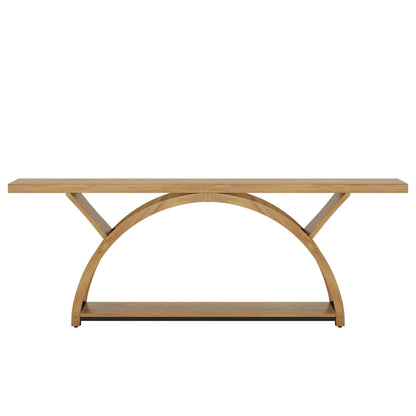 Tavolo da salotto a 2 ripiani, lungo e stretto, con struttura semicircolare, per ingresso, tavolini decorativi per corridoio, colore grigio.