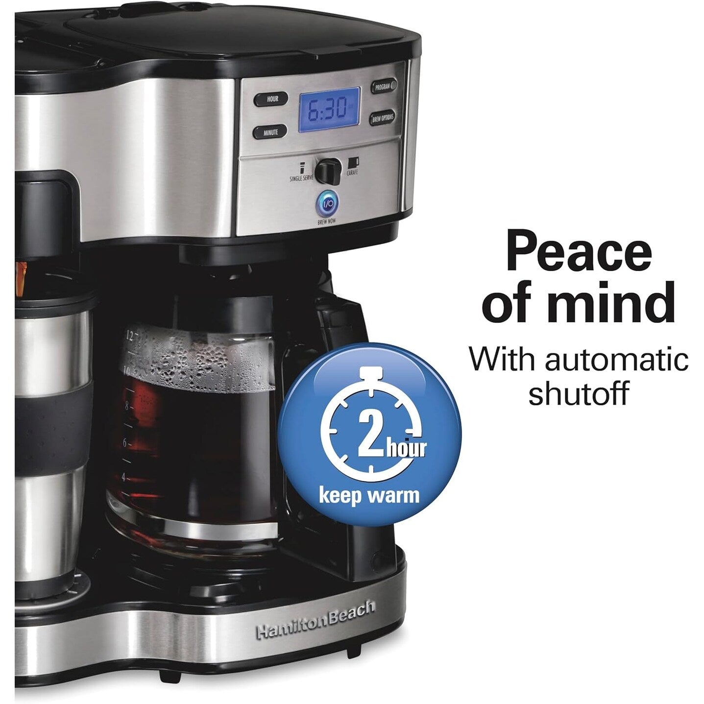 Macchina per caffè 2-in-1, 12 tazze e monoporzione, brocca di vetro, funzione di pausa e versamento automatico, nera.