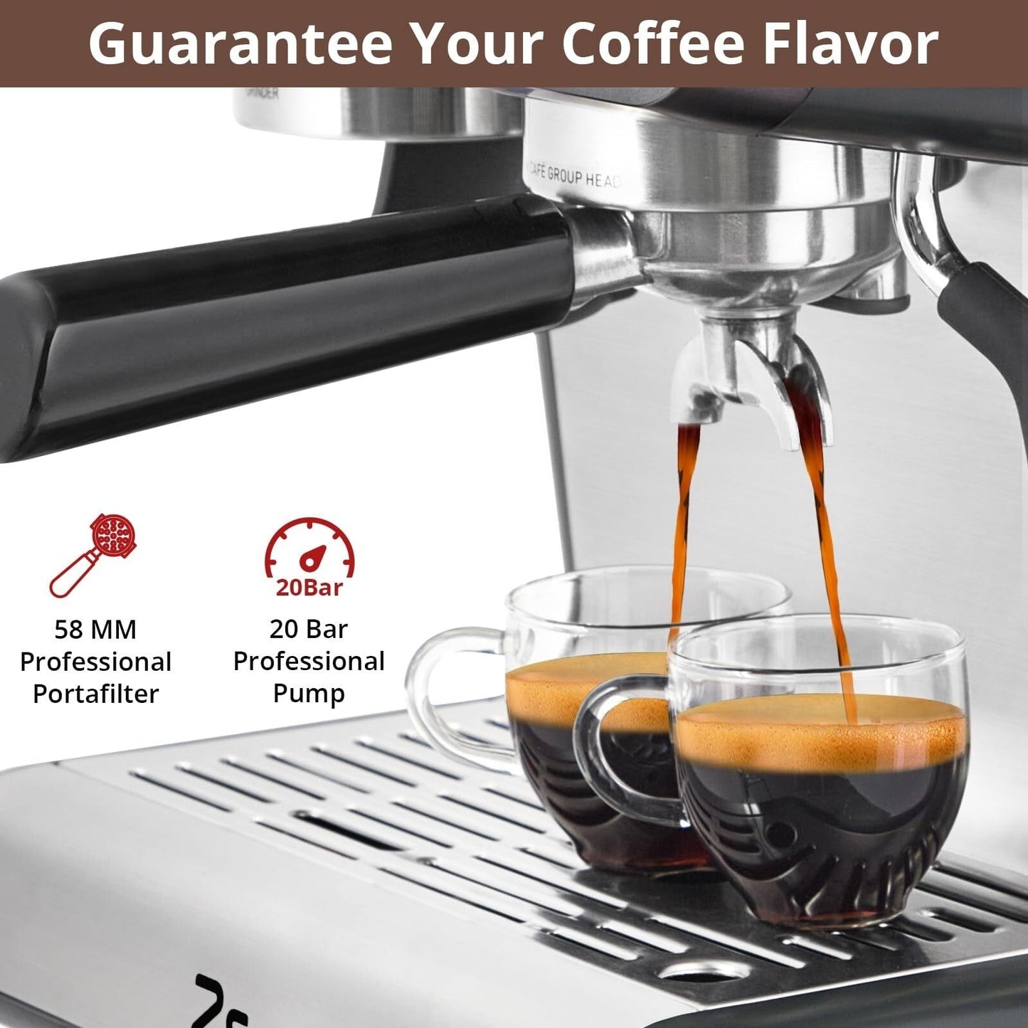 Macchina per caffè espresso automatica da 20 bar con schiumatoio per latte per baristi amatoriali