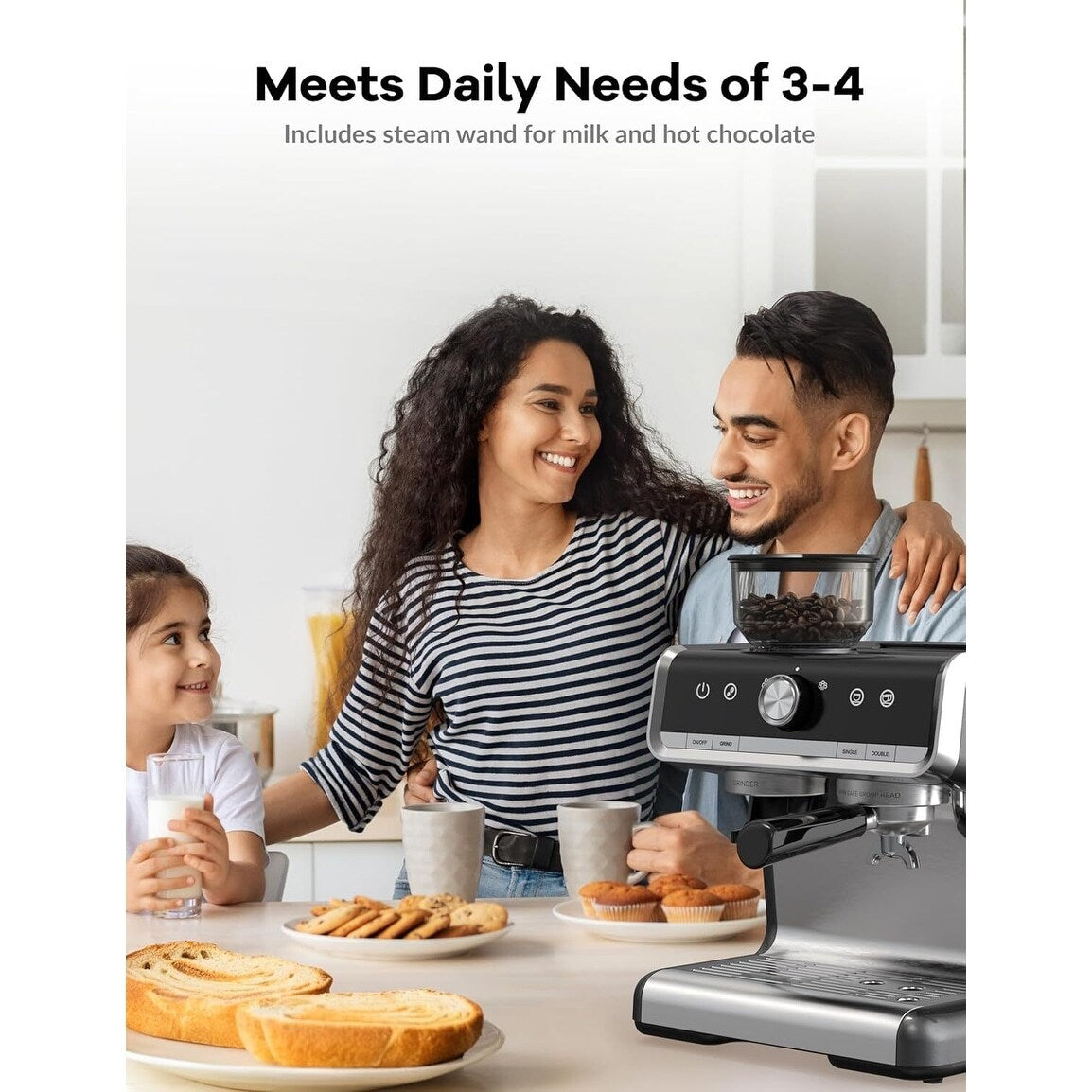 Macchina per Espresso Semi-Automatica a 20 Bar con Macinacaffè e Sbafattore di Latte