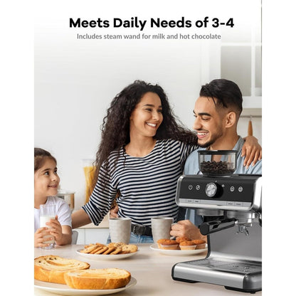 Macchina per Espresso Semi-Automatica a 20 Bar con Macinacaffè e Sbafattore di Latte