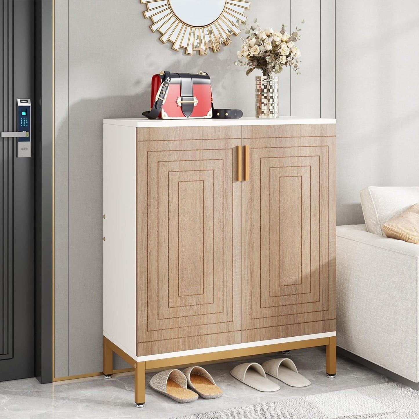 Mobile porta scarpe moderno con ante, capiente e a 6 ripiani, per riporre fino a 20 paia di scarpe, ideale per l'ingresso.