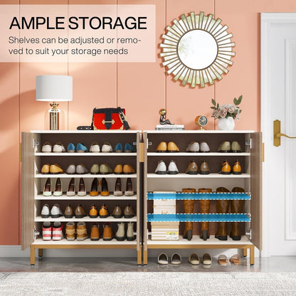 Mobile porta scarpe moderno con ante, capiente e a 6 ripiani, per riporre fino a 20 paia di scarpe, ideale per l'ingresso.