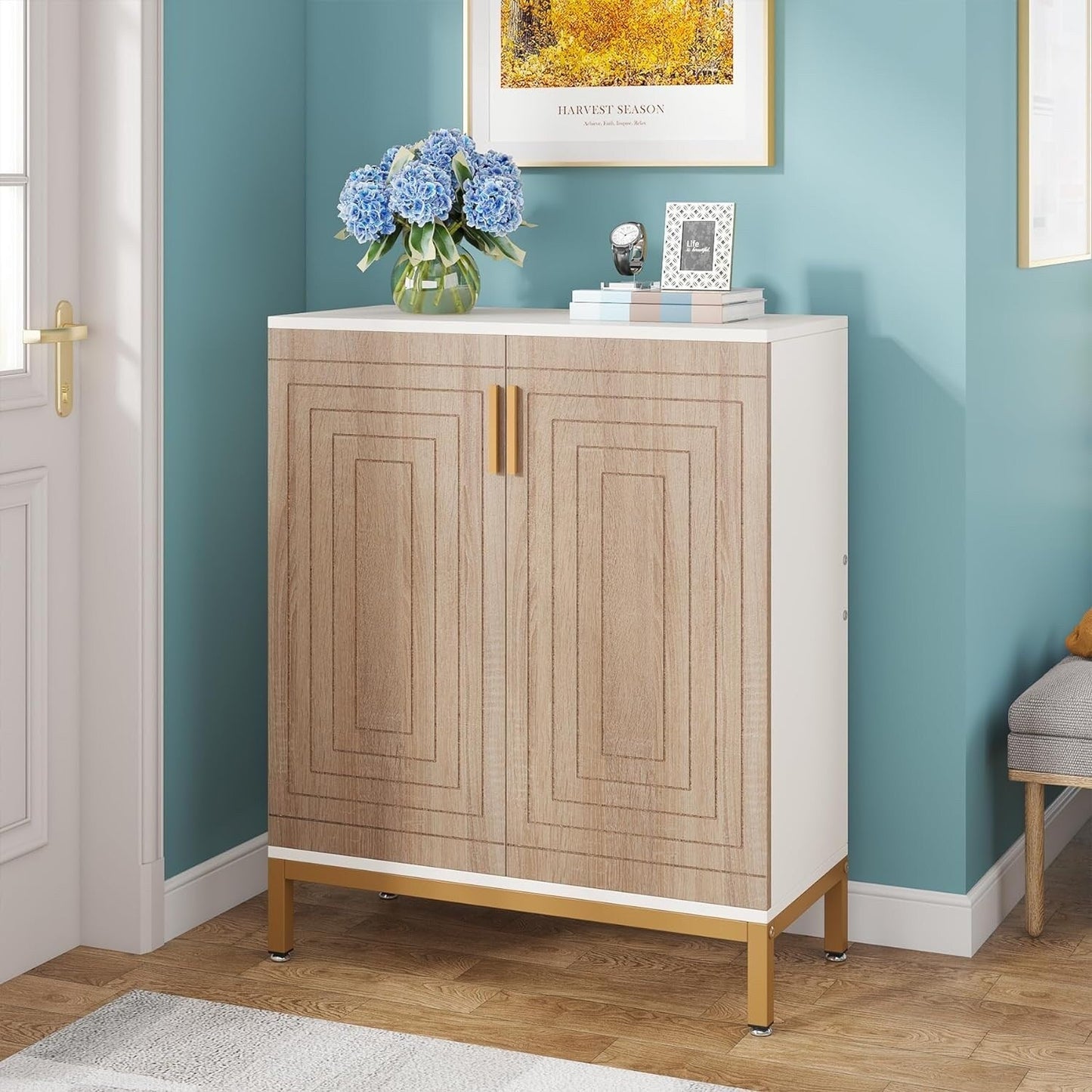 Mobile porta scarpe moderno con ante, capiente e a 6 ripiani, per riporre fino a 20 paia di scarpe, ideale per l'ingresso.