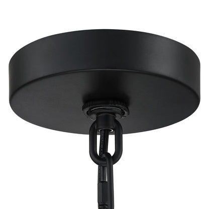 Lampada a sospensione a forma di tamburo tradizionale in vimini naturale a 4 luci con paralume nero - Nero/terroso - 50,8 cm (20 pollici) di larghezza