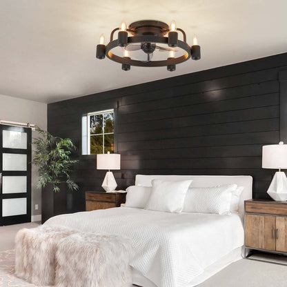 Ventilatore da soffitto a LED da 20 pollici, stile moderno da fattoria, a profilo ribassato, con luce a soffitto a scomparsa e telecomando, ideale per il soggiorno.