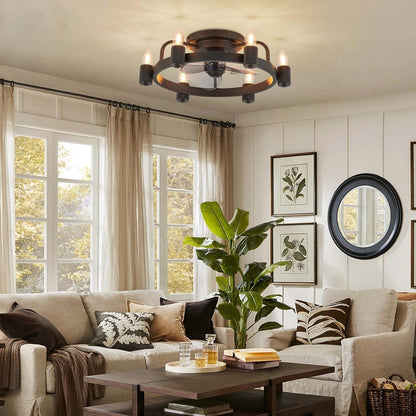 Ventilatore da soffitto a LED da 20 pollici, stile moderno da fattoria, a profilo ribassato, con luce a soffitto a scomparsa e telecomando, ideale per il soggiorno.