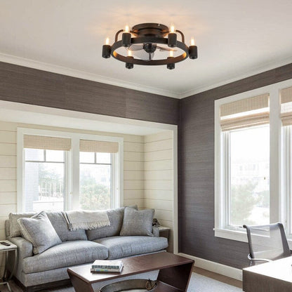 Ventilatore da soffitto a LED da 20 pollici, stile moderno da fattoria, a profilo ribassato, con luce a soffitto a scomparsa e telecomando, ideale per il soggiorno.