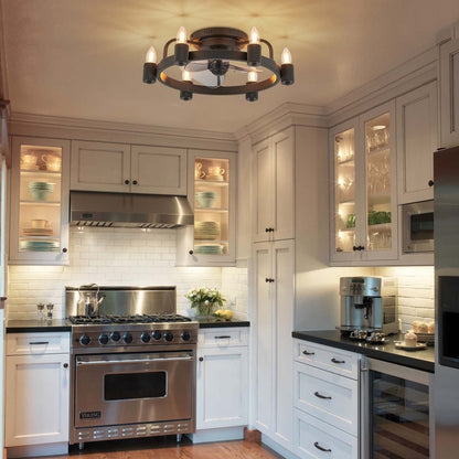 Ventilatore da soffitto a LED da 20 pollici, stile moderno da fattoria, a profilo ribassato, con luce a soffitto a scomparsa e telecomando, ideale per il soggiorno.