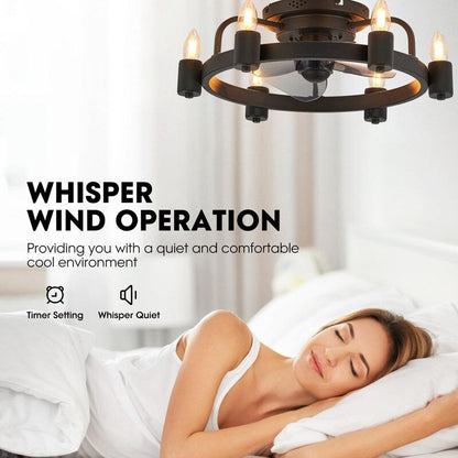 Ventilatore da soffitto a LED da 20 pollici, stile moderno da fattoria, a profilo ribassato, con luce a soffitto a scomparsa e telecomando, ideale per il soggiorno.